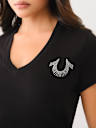 CRYSTAL HORSESHOE V NECK TEE