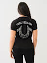 CRYSTAL HORSESHOE V NECK TEE