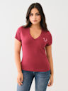 CRYSTAL HORSESHOE V NECK TEE