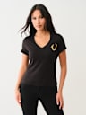 CRYSTAL OMBRE HORSESHOE V NECK TEE