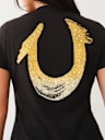 CRYSTAL OMBRE HORSESHOE V NECK TEE