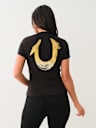 CRYSTAL OMBRE HORSESHOE V NECK TEE