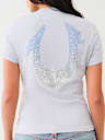 CRYSTAL OMBRE HORSESHOE V NECK TEE