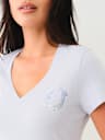 CRYSTAL OMBRE HORSESHOE V NECK TEE