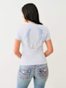 CRYSTAL OMBRE HORSESHOE V NECK TEE