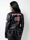 PANEL MOTO FAUX LEATHER JACKET