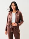 VELOUR LUREX BIG T ZIP HOODIE