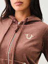 VELOUR LUREX BIG T ZIP HOODIE
