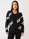 FUR TRIM LOGO CARDIGAN