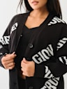 FUR TRIM LOGO CARDIGAN
