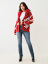 FUR TRIM LOGO CARDIGAN