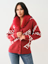 FUR TRIM LOGO CARDIGAN