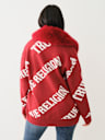 FUR TRIM LOGO CARDIGAN