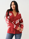FUR TRIM LOGO CARDIGAN