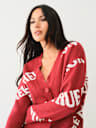 FUR TRIM LOGO CARDIGAN