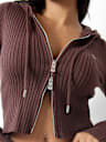 SHRUNKEN TWO-WAY ZIP HOODED SWEATER