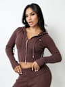 SHRUNKEN TWO-WAY ZIP HOODED SWEATER
