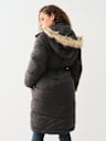 FUR TRIM HOODED LONGLINE PUFFER JACKET
