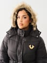 FUR TRIM HOODED LONGLINE PUFFER JACKET