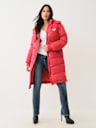 FUR TRIM HOODED LONGLINE PUFFER JACKET