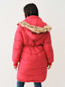 FUR TRIM HOODED LONGLINE PUFFER JACKET