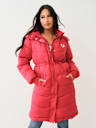 FUR TRIM HOODED LONGLINE PUFFER JACKET