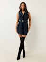 DENIM SLEEVELESS MOTO MINI DRESS