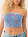 DENIM SMOCKED TUBE TOP