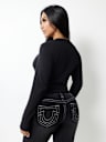 DISTRESSED LOGO LONG SLEEVE BABY TEE