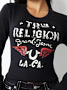 DISTRESSED LOGO LONG SLEEVE BABY TEE