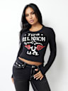 DISTRESSED LOGO LONG SLEEVE BABY TEE