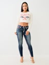DISTRESSED LOGO LONG SLEEVE BABY TEE