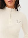 RIB KNIT QUARTER-ZIP MOCK NECK SWEATER