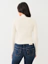 RIB KNIT QUARTER-ZIP MOCK NECK SWEATER