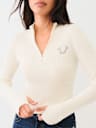 RIB KNIT QUARTER-ZIP MOCK NECK SWEATER
