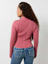 RIB KNIT QUARTER-ZIP MOCK NECK SWEATER