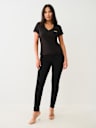 METALLIC PUFF PRINT HORSESHOE V NECK TEE