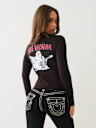 CRYSTAL LOGO LONG SLEEVE V NECK TEE