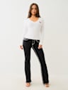 CRYSTAL LOGO LONG SLEEVE V NECK TEE