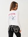 CRYSTAL LOGO LONG SLEEVE V NECK TEE