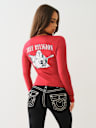 CRYSTAL LOGO LONG SLEEVE V NECK TEE