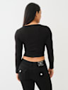 RIBBED HORSESHOE LONG SLEEVE TOP