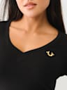 RIBBED HORSESHOE LONG SLEEVE TOP