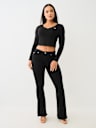 RIBBED HORSESHOE LONG SLEEVE TOP