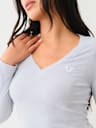 RIBBED HORSESHOE LONG SLEEVE TOP
