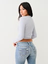 RIBBED HORSESHOE LONG SLEEVE TOP
