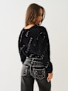 FUZZY LOGO CROP CARDIGAN SWEATER