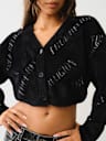 FUZZY LOGO CROP CARDIGAN SWEATER
