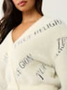 FUZZY LOGO CROP CARDIGAN SWEATER
