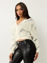 FUZZY LOGO CROP CARDIGAN SWEATER
